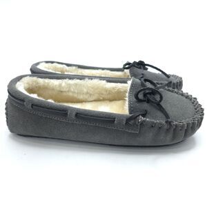 Minnetonka Leather Sherpa Lined Slippers Womens Size 6w 4015w NEW